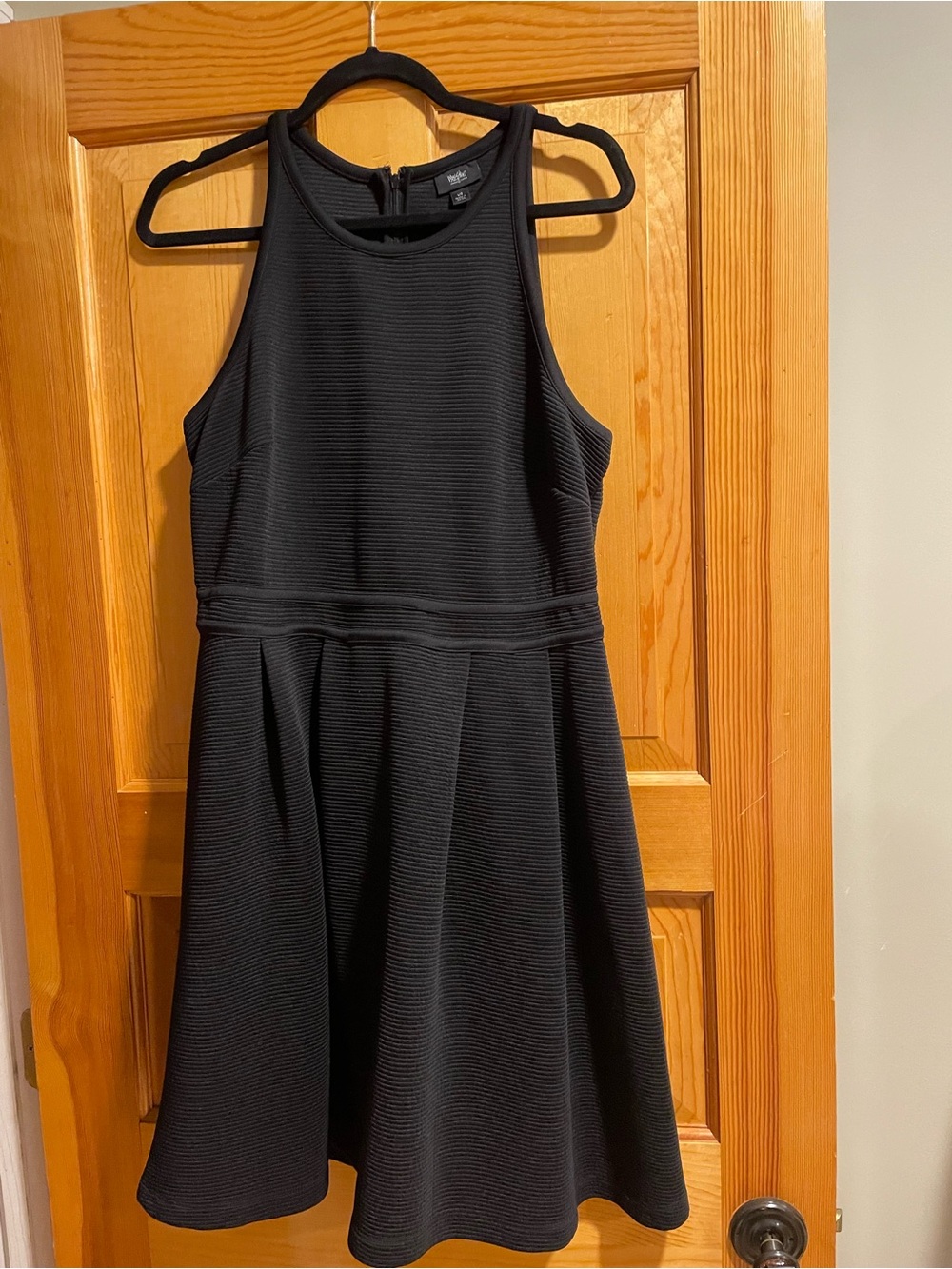 Black Textured Fit & Flare Dress - Sleeveless